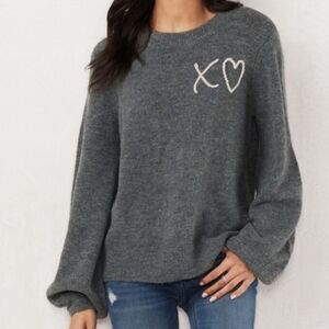 LC Lauren Conrad Charcoal XO Heart Sweater Size S